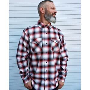 Dixxon‎ Flannel Co The Eagle Shirt Mens Medium Orange Black Plaid Outdoor Work